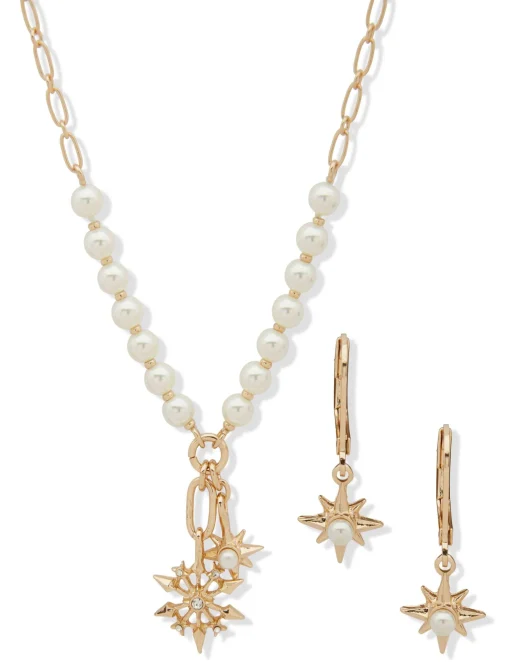 Outlet Anne Klein Snowflake Necklace/Earring Set Gold Tone