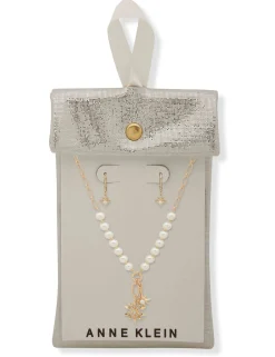 Outlet Anne Klein Snowflake Necklace/Earring Set Gold Tone