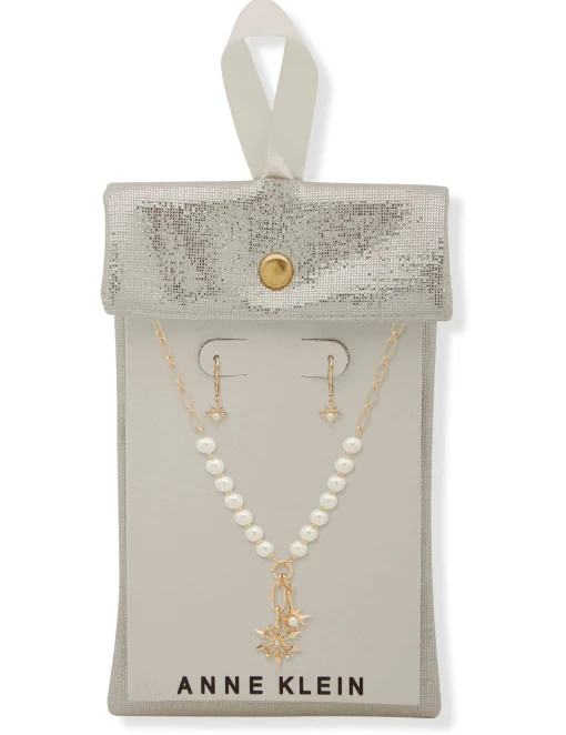 Outlet Anne Klein Snowflake Necklace/Earring Set Gold Tone
