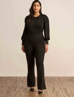 Clearance Anne Klein Solid Mixed Media Top Anne Black