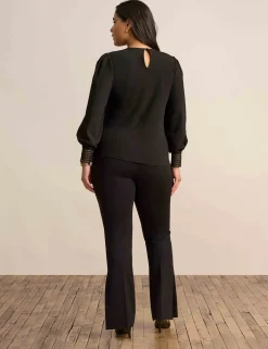 Clearance Anne Klein Solid Mixed Media Top Anne Black