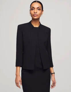 Shop Anne Klein Stand Collar Jacket Anne Black