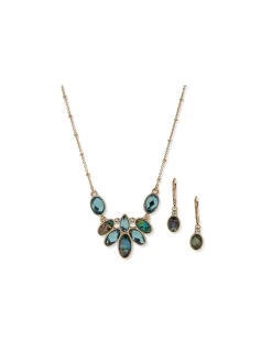 Shop Anne Klein Stone Cluster Necklace And Earring Set