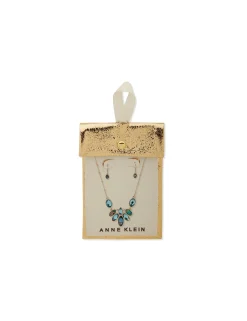 Shop Anne Klein Stone Cluster Necklace And Earring Set