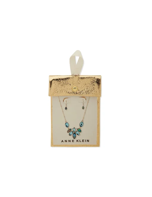 Shop Anne Klein Stone Cluster Necklace And Earring Set