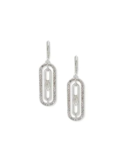 Outlet Anne Klein Stone Orbital Silver Crystal Earrings