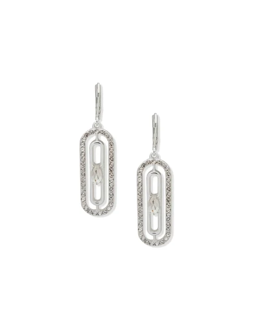 Outlet Anne Klein Stone Orbital Silver Crystal Earrings