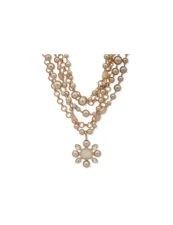 Shop Anne Klein Stones And Faux Coco Pearl Statement Necklace