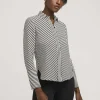 Best Anne Klein Stripe Blouse With Slit Cuffs Anne Black/Anne White