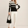 Clearance Anne Klein Striped Crew Neck Pullover Anne Blk/Anne Wht