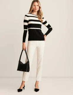Clearance Anne Klein Striped Crew Neck Pullover Anne Blk/Anne Wht