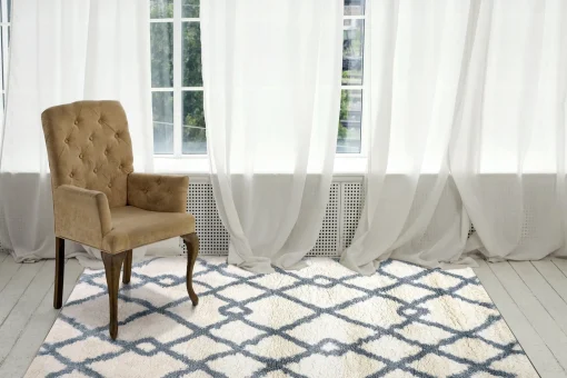 Hot Anne Klein The Printed Posh Contemporary Rug Collection Ivory/Blue