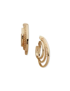 Cheap Anne Klein Three-Row Hoop Clip Earrings