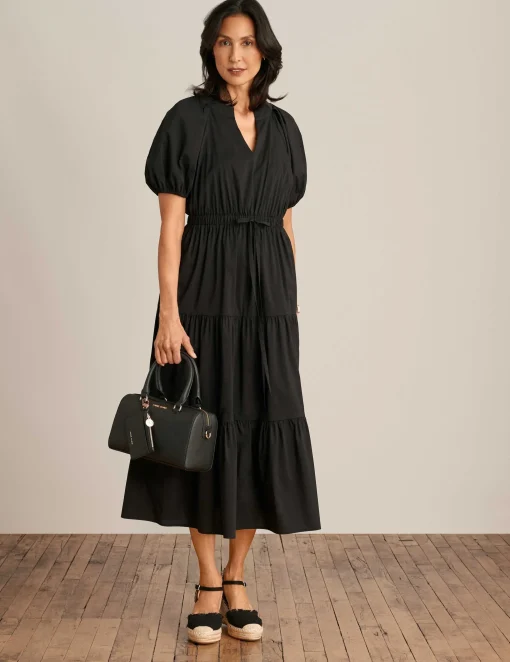 Clearance Anne Klein Tiered Puff Sleeve Midi Dress