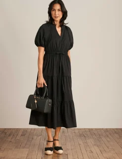 Clearance Anne Klein Tiered Puff Sleeve Midi Dress