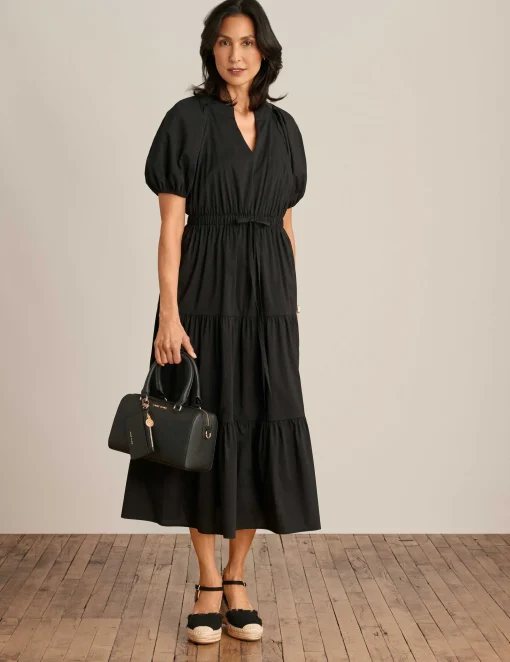 Clearance Anne Klein Tiered Puff Sleeve Midi Dress
