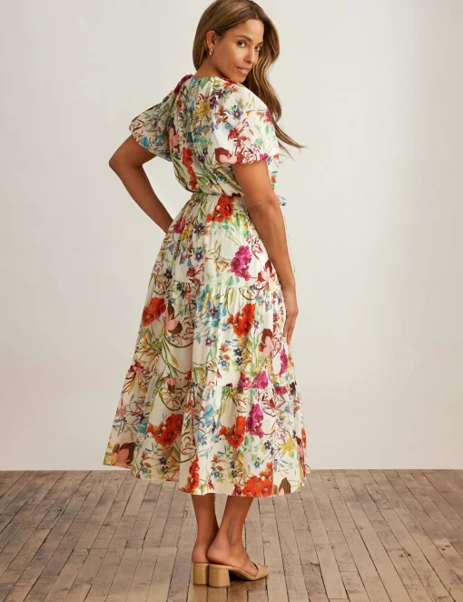 Clearance Anne Klein Tiered Puff Sleeve Midi Dress