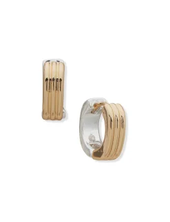 Hot Anne Klein 2 Tone Ribbed Huggie Hoops