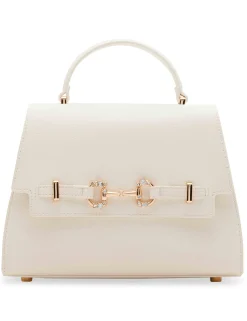 Outlet Anne Klein Top Handle Satchel With Embellished Horse Bit Detailing Anne White