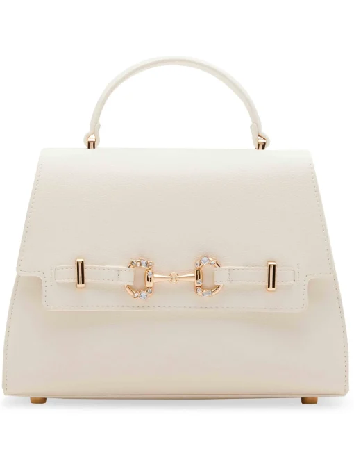 Outlet Anne Klein Top Handle Satchel With Embellished Horse Bit Detailing Anne White