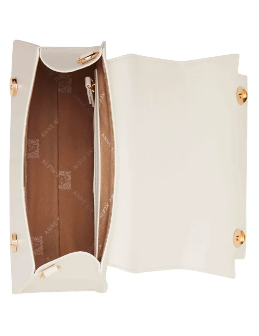 Outlet Anne Klein Top Handle Satchel With Embellished Horse Bit Detailing Anne White