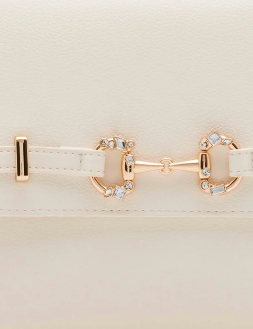 Outlet Anne Klein Top Handle Satchel With Embellished Horse Bit Detailing Anne White