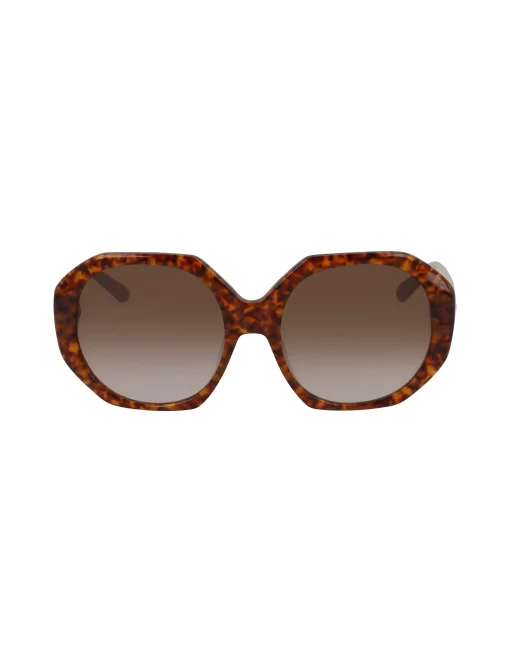 Sale Anne Klein Tortoise Geometric Oversized Sunglasses