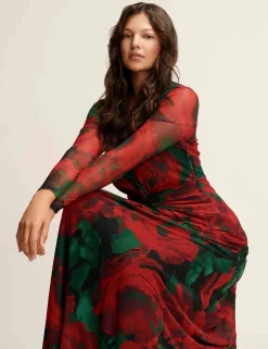 Cheap Anne Klein Twist Front Maxi Dress Titian Red Multi