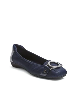 New Anne Klein Umeko Flat-Wide DARK NAVY
