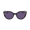Fashion Anne Klein Uplifting Rounded Cat-eye Sunglasses BLACK