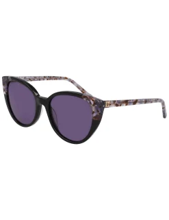 Fashion Anne Klein Uplifting Rounded Cat-eye Sunglasses BLACK