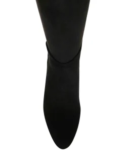 New Anne Klein Vella Wide Calf Tall Boot Black Micro Suede