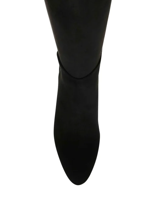 New Anne Klein Vella Wide Calf Tall Boot Black Micro Suede