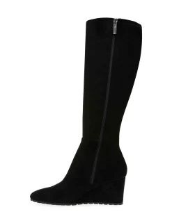 New Anne Klein Vella Wide Calf Tall Boot Black Micro Suede