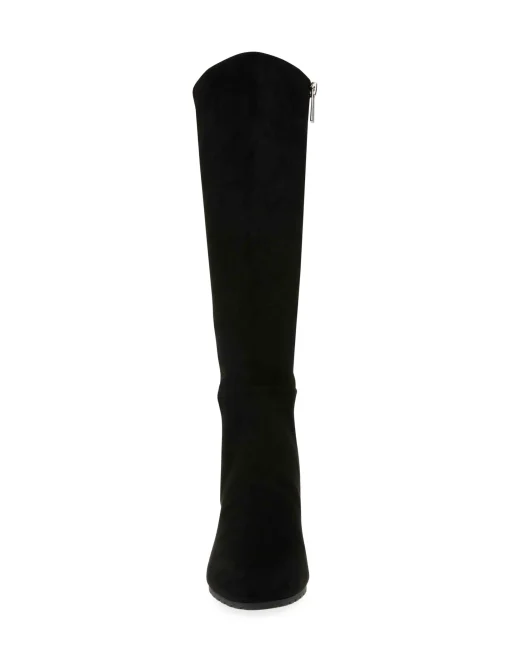 New Anne Klein Vella Wide Calf Tall Boot Black Micro Suede