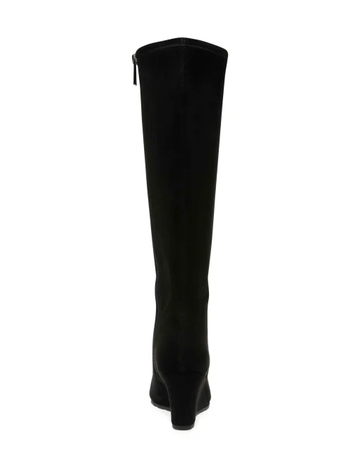 New Anne Klein Vella Wide Calf Tall Boot Black Micro Suede