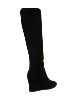 New Anne Klein Vella Wide Calf Tall Boot Black Micro Suede
