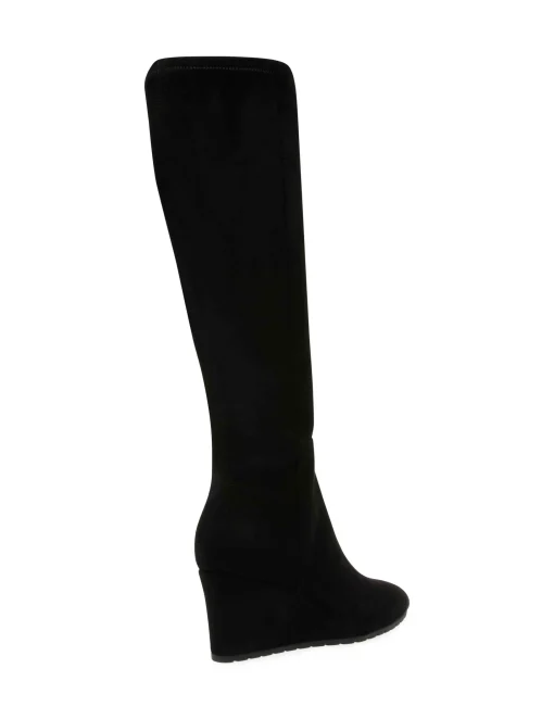 New Anne Klein Vella Wide Calf Tall Boot Black Micro Suede