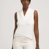 Online Anne Klein V-Neck Triple Pleat Top