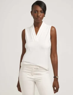Online Anne Klein V-Neck Triple Pleat Top