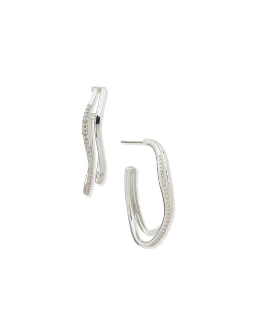 Shop Anne Klein Wavy Silver C-Hoop Earring