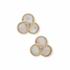 Cheap Anne Klein White Flower Button Clip Earrings